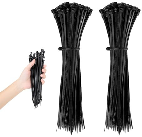 AiQInu 100 Pezzi Fascette Plastica per Cablaggio, 200 x 4.8 mm Fascette Elettricista Cavi Stringicavo, Fermacavo Nere Elettricista