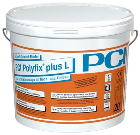 PCI Polyfix plus L 20 kg Schnell-Zement-Mörtel zur Schnellmontage im Hoch- und Tiefbau Dichtungs-/Hohlkehlenmörtel Sika