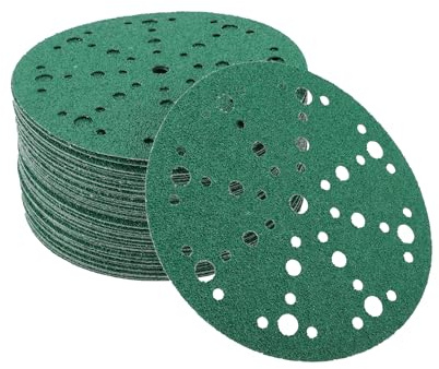 A ABSOPRO Dischi Abrasivi 6 Pollici 49 Fori Grana 40 Carta Vetrata a Gancio e Anello in Ossido di Alluminio Verde 50pz