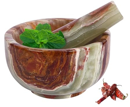 Ensemble de mortier et pilon exquis en marbre – Votre essentiel de cuisine ultime pour broyer les épices, faire du guacamole, de la salsa, du pesto et écraser les pilules avec style et efficacité