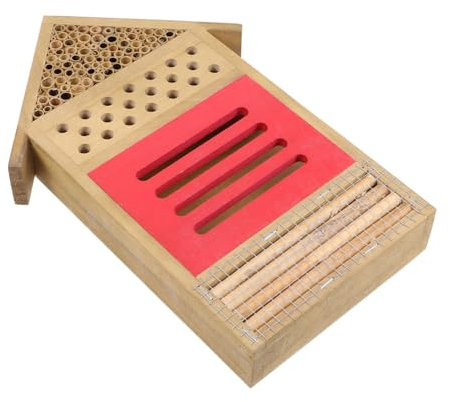 KONTONTY Holz Bienenhaus Für Garten Bienenfreundliches Bienenhotel Mit Nistlöchern Wetterfestes Insektenhaus Als Unterschlupf Für Wildbienen Und Insekten