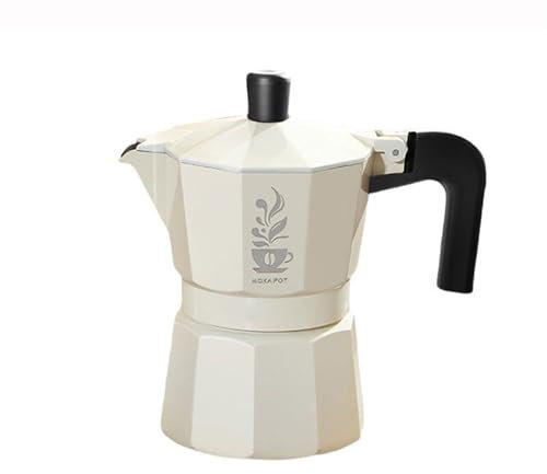 Cafetera de estufa, olla Moka de inducción, olla for verter a mano, olla de moca, estufa, jarra for espumar café expreso, máquina de café expreso, espumador de mano for café de metal(White)