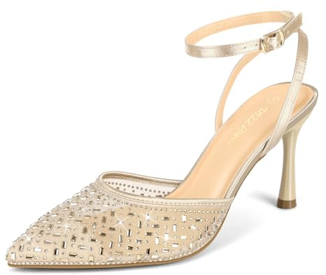 PIZZ ANNU Escarpins Femme à Talon Aiguille Confortable Chaussure de Danse Bout Pointu Lanière Cheville Haut Sexy Heel Dance Shoes