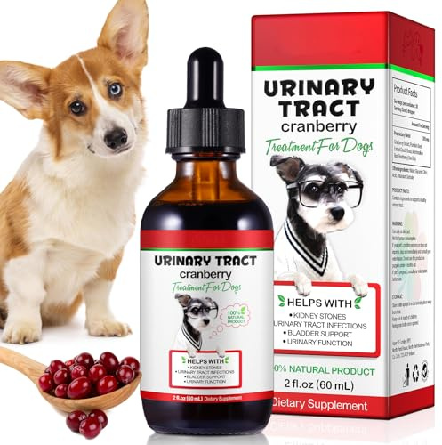 Hundeurin Trakt Infektion Behandlung Tropfen,Hund UTI Heil Tropfen Mit Cranberry Extrakt Unterstützt Blase, Nierenstein, Prävention Von Inkontinenz Bei Harnversorgung Gesundheit Für Hunde (1 Flaschen)