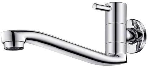 SXWYLZ Wasserhahn Waschküche Wandmontage Schwenkbarer Wasserhahn Küche Küchenwasserhahn Spüle Wand Wasserhahn Küche Langer auslauf Kaltwasserhähne