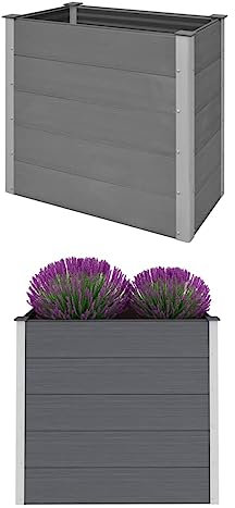 Myheimly Garten-Hochbeet Pflanzkasten Blumenkasten Gemüsebeet Pflanzkübel Blumenkübel Frühbeet Gartenbeet Pflanzbeet WPC 100 x 50 x 91 cm Grau