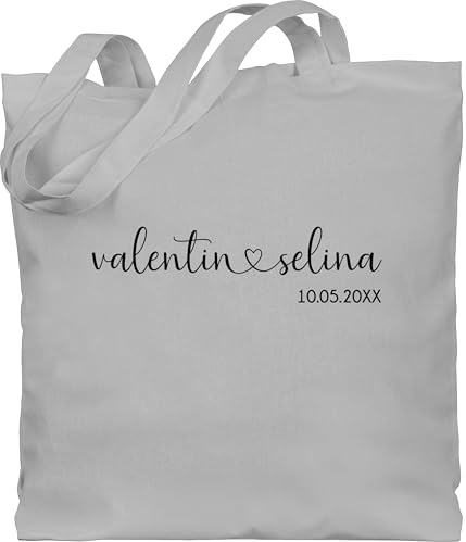 Geschenk mit Namen personalisiert by Shirtracer - Baumwolltasche - Namen mit Datum personalisiert I Paar Geschenk Hochzeit Geschenke für Paare Weihnachten I Partner Geschenke Pärchen Geschenk