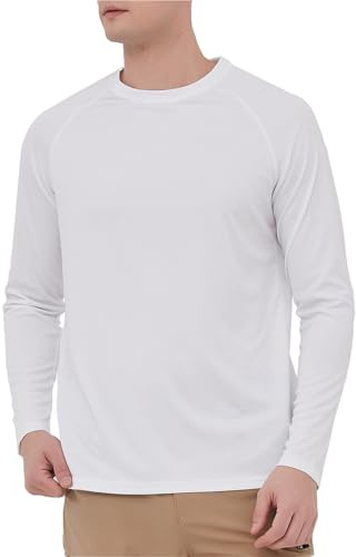 HYCOPROT Men's Rash Guard Shirts UPF 57+ UV Sun Protection Long Sleeve T-Shirts Quick Dry Surf Swimming Tops Lightweight Breathable Hiking Shirt Watersports Tops Vest for Swimming Running Fishing