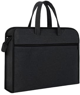 Oxford - Sac à documents avec poignée - Imperméable - Léger - Portable - Fermeture éclair - Pour le transport de fichiers en papier, noir, Medium