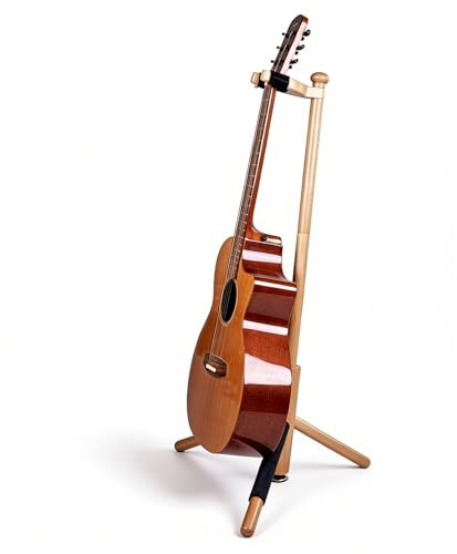 EASTROCK Gitarren Ständer, akustisches Gitarrenplan aus Holz für Gitarre ,akustische Gitarre und Bass, Dreipfade aus Massivholz mit Halsstütze, stabil Design für Home Studio (Holzfarbe)