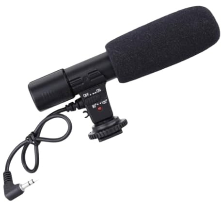 Tofficu Micrófono de Video Externo Negro para Cámara y Teléfono Ángulo de 90/120 Grados, Alta Definición y Larga Duración de Batería para Entrevistas Profesionales