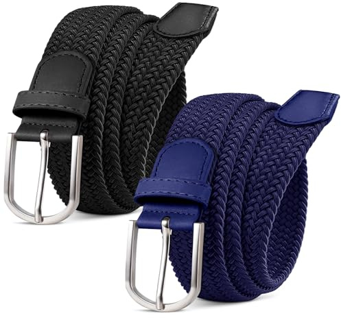 MATLAB 2 Stücke Stretchgürtel Flechtgürtel für Damen und Herren 33mm Breite