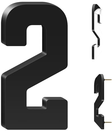 5 Inch Floating Acrylic House Numbers Letters, Adhesive Acrylic House Address Numbers for Outside, Modern Black Adhesive Address Letter and Number for Home Office Apartment (2)