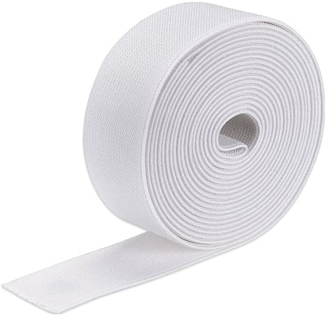 Elastico Costura, 40mm×10 m Cinta Elastica Costura, Coser la Banda Elástica | Cinta Elástica Plana, Elásticas Planas Bandas de Costuras, para Pantalones, Ropa y Manualidades (Blanco)