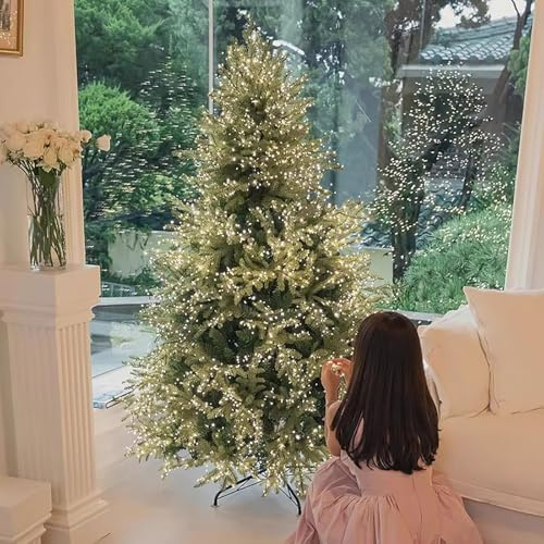 JCSRYD Arboles de Navidad con Luces Integradas, Arbol de Navidad Artificiales de Abeto con Ramas Engrosadas, con Control Remoto, Base Plegable(120cm/4ft)
