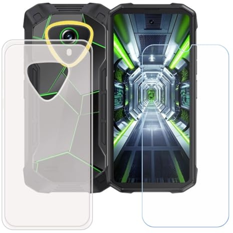 BMPNLSZ Funda para Cubot Kingkong Mini 4 Screen Protector, Translúcido Suave Silicona TPU Canica Carcasa Caso Case + Cristal Templado Film Vidrio (4,7)