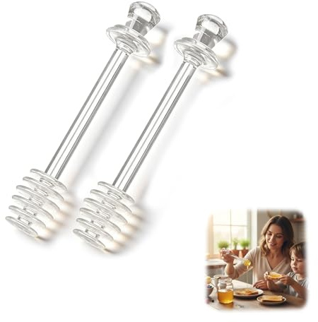 UZYXC 2 Palitos Transparentes Para Miel, Peine De Miel De 13.5 Cm, Mini Cuchara Agitadora Para Tarro, Dispensar LloviZna, Fiesta De Boda