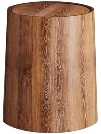Kichvoe Papelera de Plástico Pp Imitación Madera 15l Tapa Abatible para Hogar y Oficina, Cubo de Basura Grande Decorativo para Baño, Sala y Dormitorio, Bote Resistente y Fácil de Limpiar