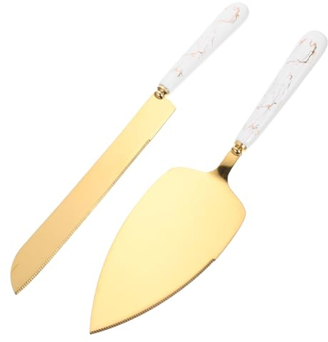 HOMSFOU Set Couteau et Serveur à Gâteau en Acier Inoxydable 26,5Cm, Outils de Découpe pour Gâteaux de Mariage et Événements