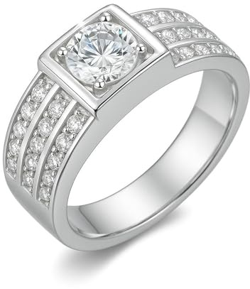 Moissanite Ring Weißgold, Verlobungsring Damen Vintage Siegelring mit Moissanit 9K 14K 18K Weißgold