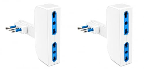 2 stycken vit platsbesparande adapter, 16A 2P+T kontakt med 2 italienska tvåstegsuttag 10/16A, AC 220 V Max 1500 W