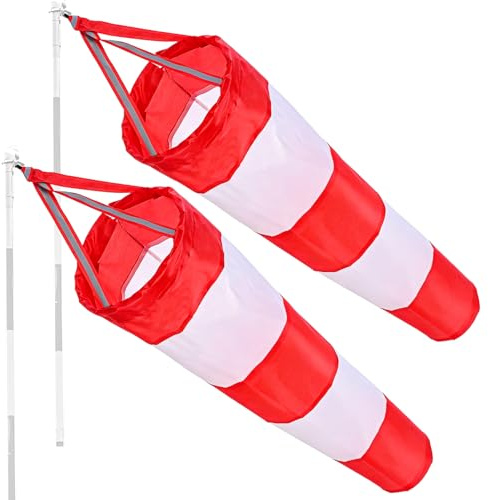 Manga de Viento para Exterior 2 Piezas Manga de Viento Aeropuerto 80cm para Medir la Dirección del Viento para Uso en Exteriores, Aeropuertos, Granjas y Parques
