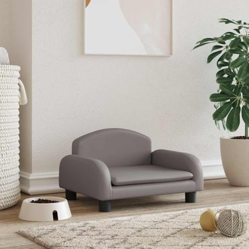 KHNLGFR Kiefernholz Hundesofa mit Füßen, wasserdichtes Hundebett Grau 50x40x30 cm Kunstleder, Hundecouch mit robustem Rahmen und dickem Schaumstoff für Komfort