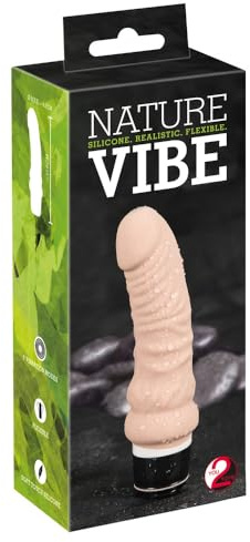 You2Toys Nature Vibe - realistischer Vibrator für Männer und Frauen, elastischer Massagestab mit Äderung, hautfarben