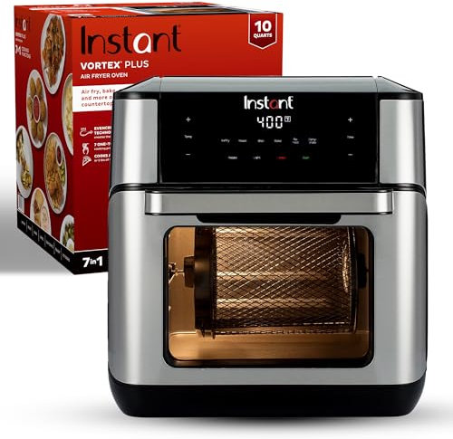 Instant Pot - Freidora de aire de 10 cuartos de galón, funciones 7 en 1 con tecnología EvenCrisp que cruje, asa, hornea, asa, deshidrata, recalienta y asa, incluye más de 100 recetas en la aplicación,