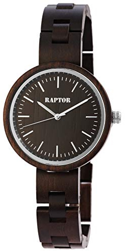 Raptor Damen-Holz Uhr Faltschließe Edelstahl Analog Quarz RA10190