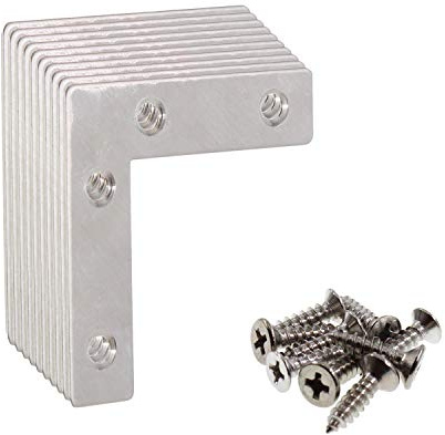 ULIFESTAR Stainless Steel L Shape Flat Corner Brace Bracket for Wood, Metal Fixing Joining Support Brace for Shelves, Furniture and Cabinet 10 Pack (40x40mm)