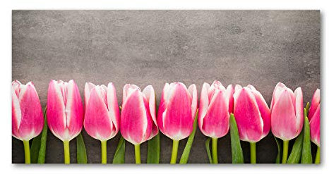 Tulup Picture Wall Art 100x50cm Image Printed Acryl Decorative Wall Picture Plastic/Acrylic Glass for Kitchen & Living Room Pink tulips