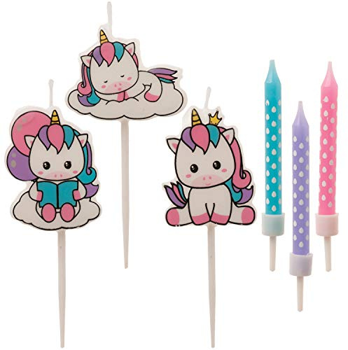 Dekora - Set de Velas de Cumpleaños de Unicornio para Decorar la Tarta de Cumpleaños más Cuqui - 15 Velas