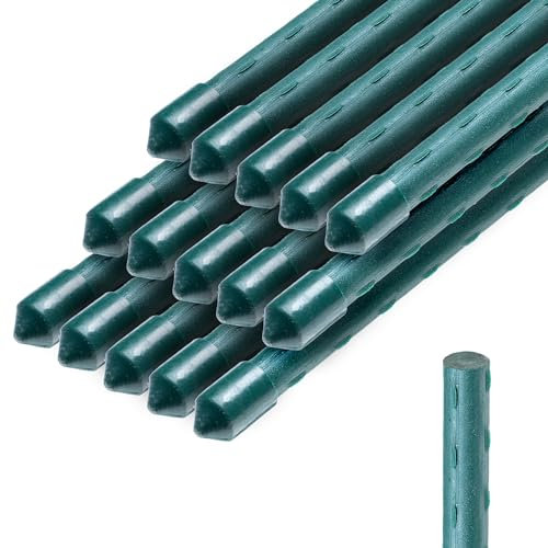 KADAX Pflanzstäbe 180 cm x 11 mm, 15er Set – Beschichteter Stahl Rankstab, Pflanzenstütze & Tomatenstäbe für Garten, Wetterfest & Stabil
