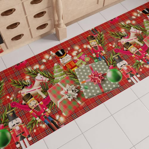 PETTI Artigiani Italiani - Tappeto Natalizio Cucina Antiscivolo Lavabile in Lavatrice, Passatoia Natalizia, Decorazione Natale Cucina 52x100 cm Soldatini, Made in italy