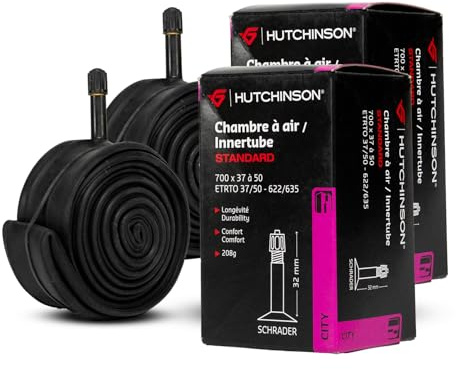 HUTCHINSON - Cámara de aire - Ciudad/Trekking - Estándar - Resistencia y protección contra pinchazos - Válvula Presta - 0,9 mm de espesor - 48 MM - 700 x 37-50 - Juego de 2