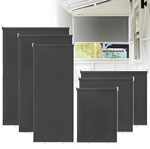UISEBRT Estor enrollable exterior, toldo vertical, estores para balcón, protección solar, protección UV, 180 x 140 cm, antracita