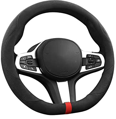 Ergocar D-Form Auto Lenkradhülle, Universal Wildleder Lenkradbezug, Mikrofaser Lenkradschoner, Anti Rutsch, Verschleißfest und Langlebig für Die Meisten Modelle(Wildleder)