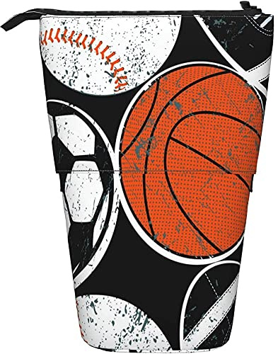 Teleskopisch Mäppchen Sport-Fußball-Basketball-Ball-Muster Schulmäppchen Tragbare Federmappe Große Kapazität Aufbewahrung Bleistift Tasche Für Mädchen College Teenager