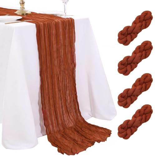 Seihtuch-Tischläufer, Rost-Gaze, Tischläufer, Großpackung für Ernte, Erntedankfest, Party, Tischdekoration, 91,4 x 305,8 cm, 4 Packungen