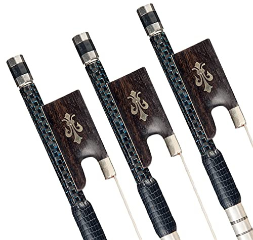 bogen für violine 3 STÜCKE 4/4 Violinbogen Gut Ausgewogener Geigenbogen Geflochtener Kohlefaser-Rundstab Ebenholzfrosch 4-4 Größe Violinbogen violine bogen