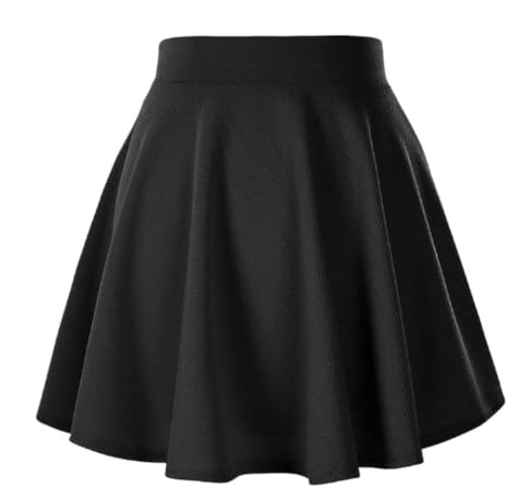 Cegerne Femmes Filles Mini Patineur Jupe Évasé Casual École Jupe Tennis Jupe Plissé, Noir, XXL