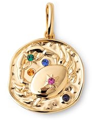 SINGULARU - Charm Organic Colors Zodiaque. Pendentif en laiton avec finition plaqué or 18 kt. Combinable avec collier. Bijoux pour femme. Cancer