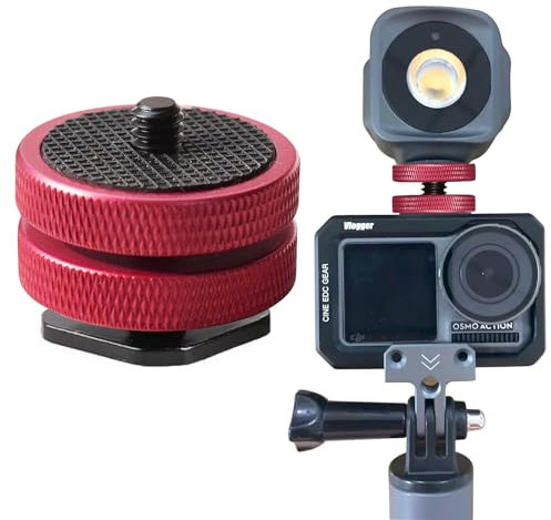 Camera Hot Shoe Adapter to 1/4 Adapter for DSLR Camera Rigs,Improved Flash Compatibility with Cold Shoe Mount,Contains Double Rubber gaskets for Tripod Thread to hot Shoe red (0.7cmx3.3cm)