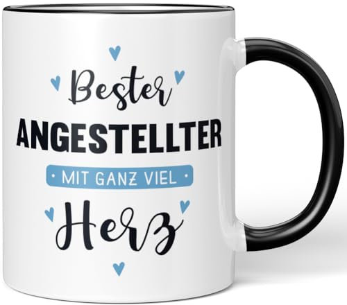 JUNIWORDS Tasse, Bester Angestellter, mit ganz viel Herz, Schwarz (6033531)
