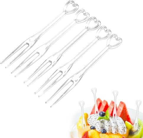 300pcs Disposable Plastic Fruit Forks, Plastic Utensils Heavy Duty, Disposable Forks Plastic Utensils for Parties Picnics (Transparent)