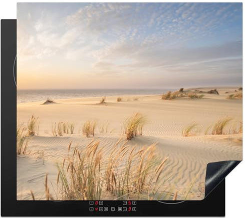 KitchenYeah© Herdabdeckplatte Einteilig Induktionsmatte Küche Abdeckung | 60x52 cm - Ceranfeld Herd Abdeckplatte Deko Vinyl Matte Aufrollbar Strand - Dünen - Sommer - Natur
