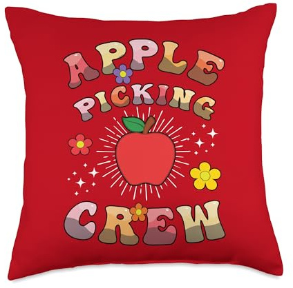 Apple Picking Crew Apple Picker Apple Harvest Season Retro Throw Pillow