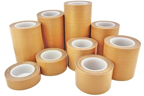 Qrity 1 Pieza Alta Temperatura Cinta, Cinta de Teflón, Cinta Adhesiva Teflón, 200mm x 10m, Espesor 0,18mm, Teflón Cinta de Alta Temperatura para Máquina Selladora al Vacío, Impresora 3D