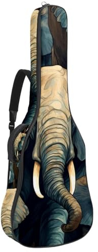 Großer schöner Gitarrenkoffer, wasserdichte Tasche für Akustikgitarre, 101,6 cm, 101,6 cm, mit Schutzschicht und mehreren Taschen, Gitarren-Rucksack, bunter Elefant, mehrfarbig, 42.9x16.9x4.7 in,